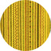 Round Abstract Yellow Modern Rug, abs2233yw