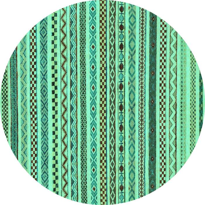Round Machine Washable Abstract Turquoise Modern Area Rugs, wshabs2233turq
