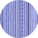 Round Abstract Blue Modern Rug, abs2233blu