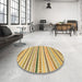 Round Abstract Cinnamon Brown Modern Rug in a Office, abs2234