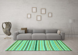 Machine Washable Abstract Turquoise Modern Area Rugs in a Living Room,, wshabs2234turq