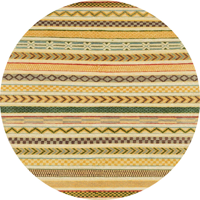 Round Abstract Cinnamon Brown Modern Rug, abs2234