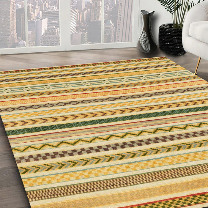 Abstract Cinnamon Brown Modern Rug in Family Room, abs2234