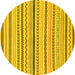 Round Machine Washable Abstract Yellow Modern Rug, wshabs2234yw