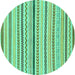 Round Machine Washable Abstract Turquoise Modern Area Rugs, wshabs2234turq