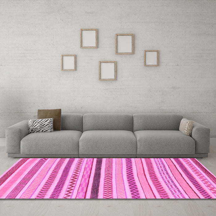 Machine Washable Abstract Pink Modern Rug in a Living Room, wshabs2234pnk