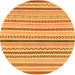 Round Machine Washable Abstract Orange Modern Area Rugs, wshabs2234org