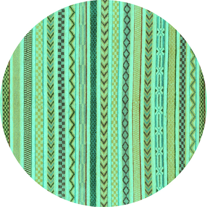 Round Abstract Turquoise Modern Rug, abs2234turq