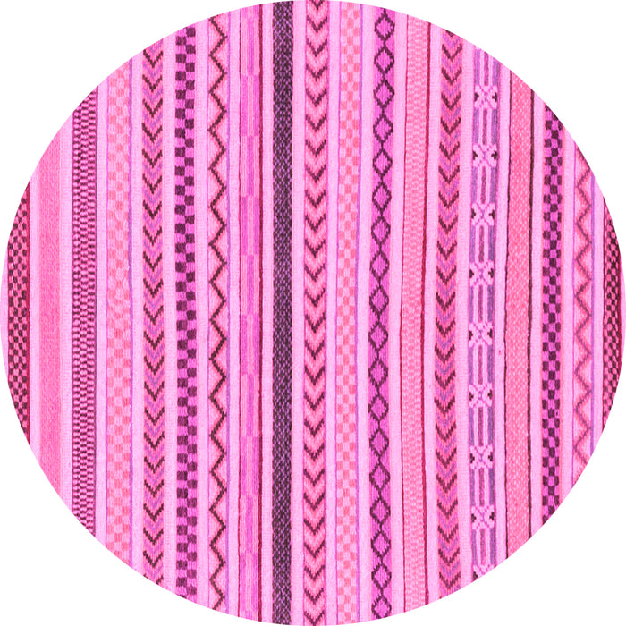 Round Machine Washable Abstract Pink Modern Rug, wshabs2234pnk