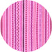 Round Machine Washable Abstract Pink Modern Rug, wshabs2234pnk