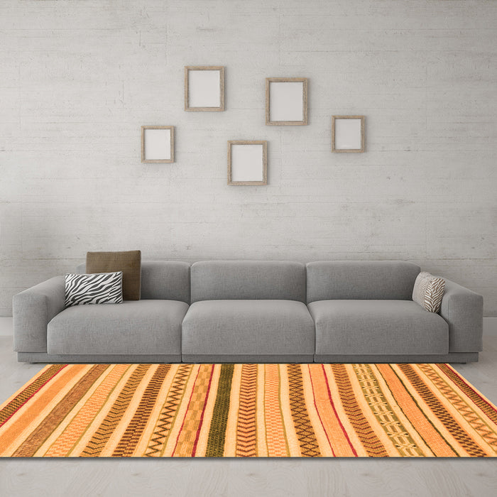 Machine Washable Abstract Orange Modern Area Rugs in a Living Room, wshabs2234org