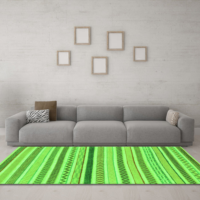 Machine Washable Abstract Green Modern Area Rugs in a Living Room,, wshabs2234grn