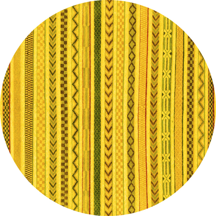 Round Abstract Yellow Modern Rug, abs2234yw