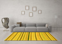 Machine Washable Abstract Yellow Modern Rug, wshabs2234yw