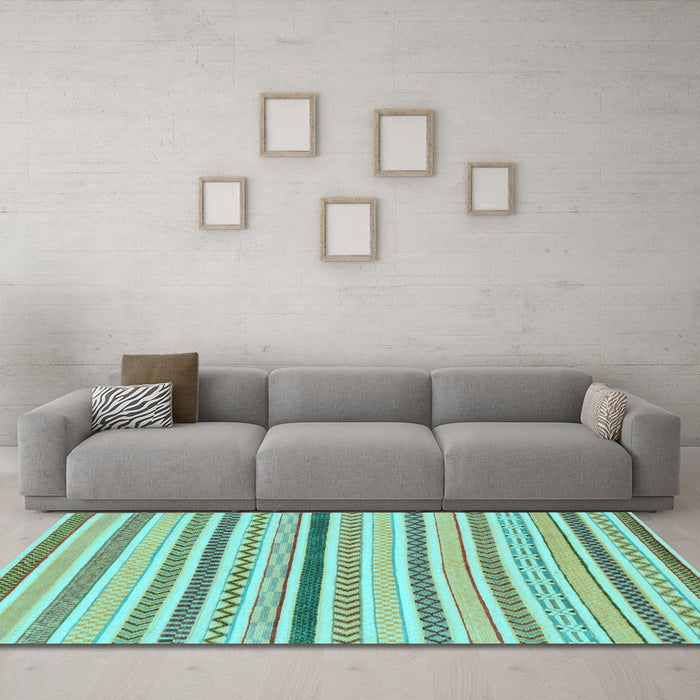 Machine Washable Abstract Light Blue Modern Rug in a Living Room, wshabs2234lblu