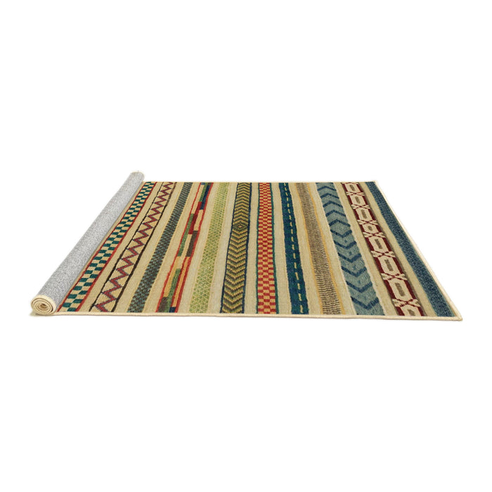 Sideview of Machine Washable Abstract Chrome Gold Yellow Rug, wshabs2235