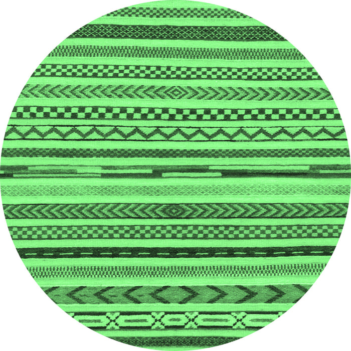 Round Machine Washable Abstract Emerald Green Modern Area Rugs, wshabs2235emgrn