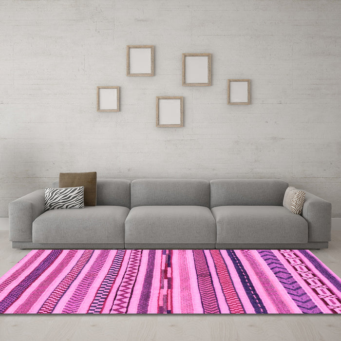 Machine Washable Abstract Pink Modern Rug in a Living Room, wshabs2235pnk