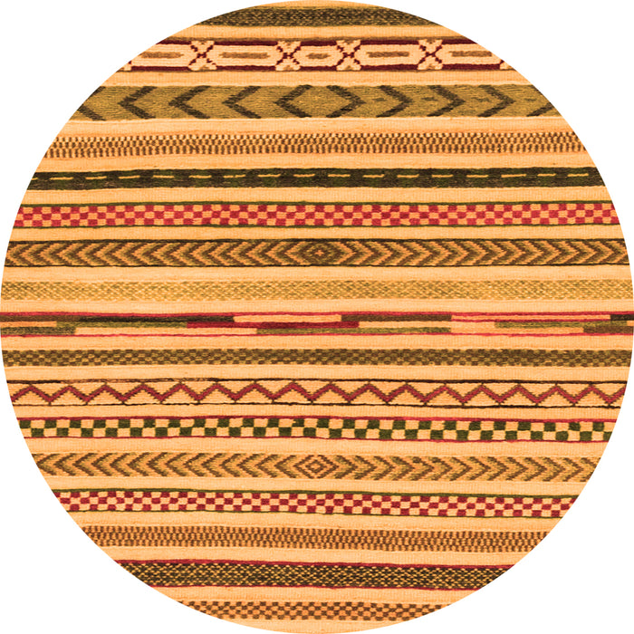 Round Machine Washable Abstract Orange Modern Area Rugs, wshabs2235org