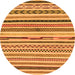 Round Machine Washable Abstract Orange Modern Area Rugs, wshabs2235org