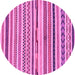 Round Machine Washable Abstract Pink Modern Rug, wshabs2235pnk