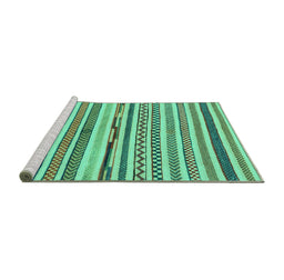 Sideview of Machine Washable Abstract Turquoise Modern Area Rugs, wshabs2235turq