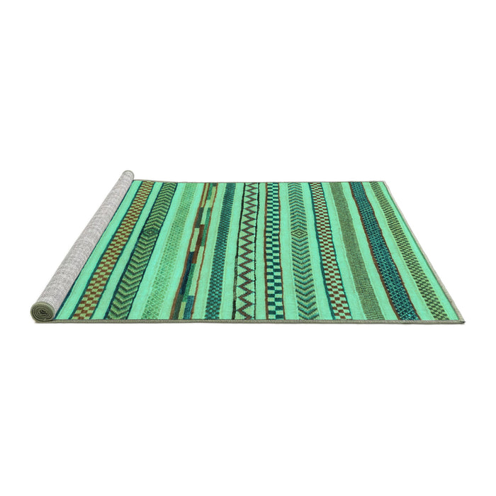 Sideview of Machine Washable Abstract Turquoise Modern Area Rugs, wshabs2235turq