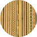 Round Abstract Brown Modern Rug, abs2235brn