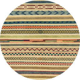 Round Abstract Chrome Gold Yellow Modern Rug, abs2235