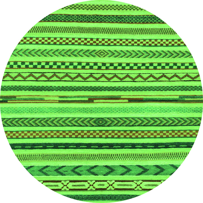 Round Machine Washable Abstract Green Modern Area Rugs, wshabs2235grn