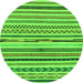 Round Machine Washable Abstract Green Modern Area Rugs, wshabs2235grn