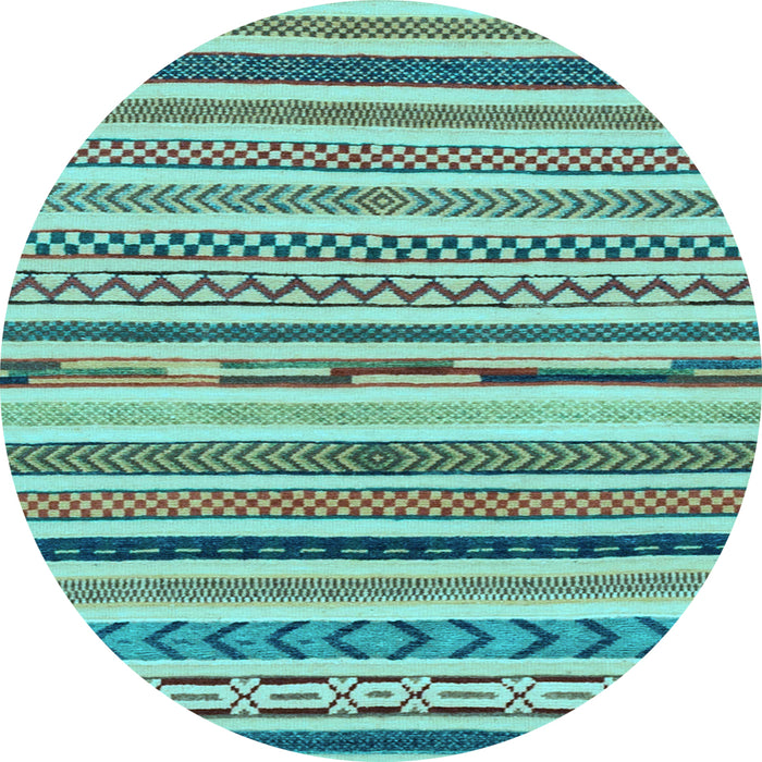 Round Machine Washable Abstract Light Blue Modern Rug, wshabs2235lblu