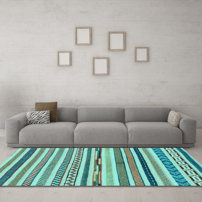 Machine Washable Abstract Light Blue Modern Rug in a Living Room, wshabs2235lblu