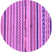 Round Machine Washable Abstract Purple Modern Area Rugs, wshabs2235pur