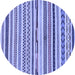 Round Abstract Blue Modern Rug, abs2235blu