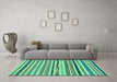 Machine Washable Abstract Turquoise Modern Area Rugs in a Living Room,, wshabs2235turq