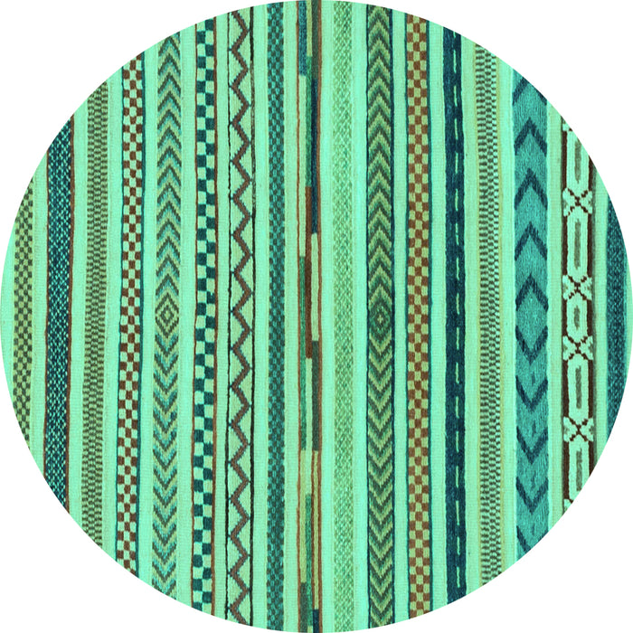 Round Abstract Turquoise Modern Rug, abs2235turq