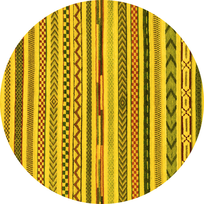 Round Abstract Yellow Modern Rug, abs2235yw