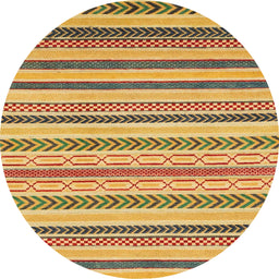 Round Machine Washable Abstract Light Brown Rug, wshabs2236