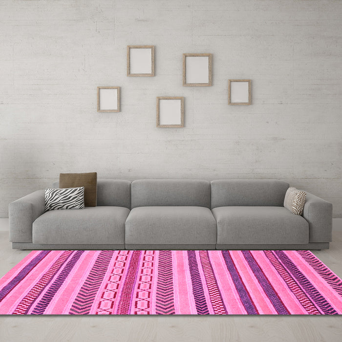 Machine Washable Abstract Pink Modern Rug in a Living Room, wshabs2236pnk