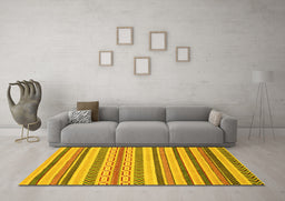 Machine Washable Abstract Yellow Modern Rug in a Living Room, wshabs2236yw