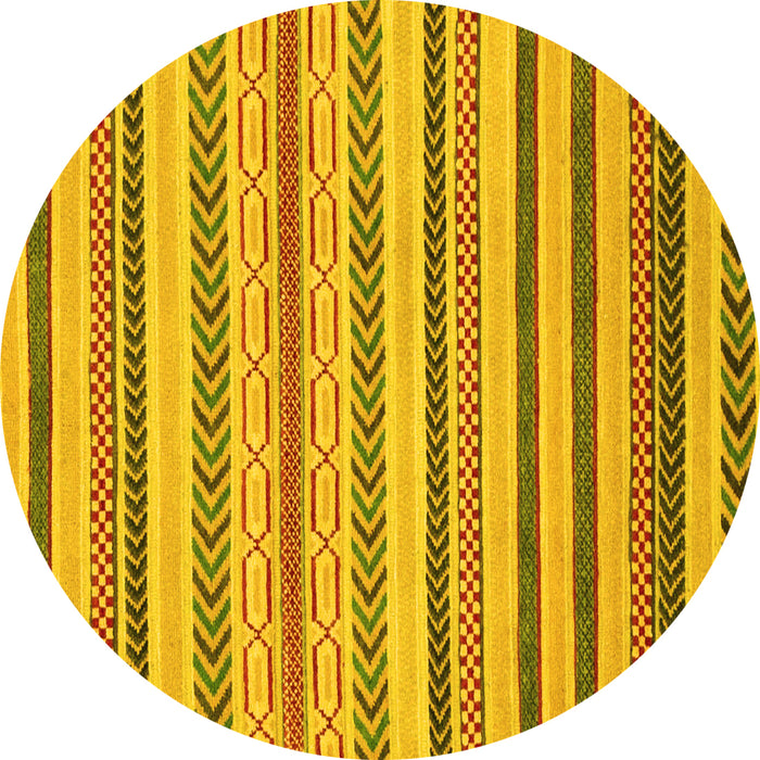 Round Abstract Yellow Modern Rug, abs2236yw