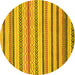 Round Abstract Yellow Modern Rug, abs2236yw