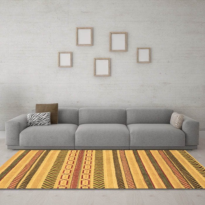 Machine Washable Abstract Brown Modern Rug in a Living Room,, wshabs2236brn