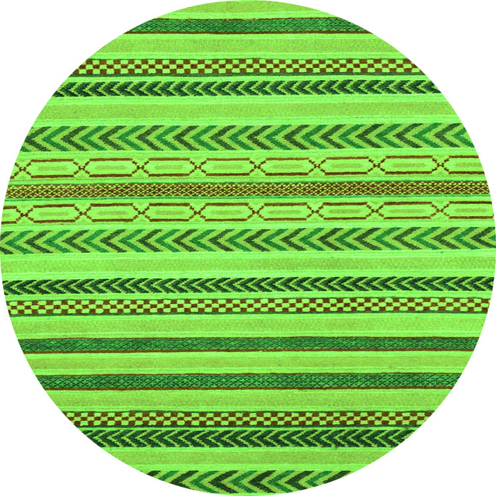 Round Machine Washable Abstract Green Modern Area Rugs, wshabs2236grn