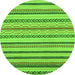 Round Machine Washable Abstract Green Modern Area Rugs, wshabs2236grn