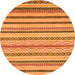 Round Machine Washable Abstract Orange Modern Area Rugs, wshabs2236org