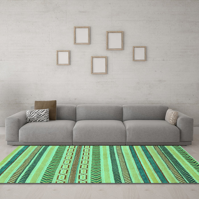 Machine Washable Abstract Turquoise Modern Area Rugs in a Living Room,, wshabs2236turq