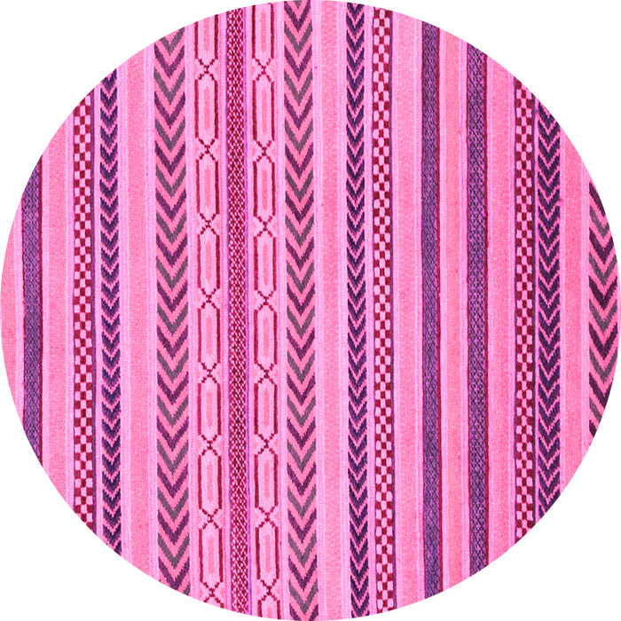 Round Machine Washable Abstract Pink Modern Rug, wshabs2236pnk