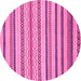 Round Machine Washable Abstract Pink Modern Rug, wshabs2236pnk